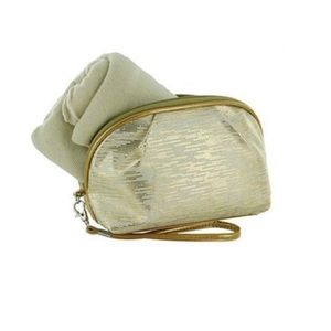 NEW! Cream and Gold Stylish Wristlet Makeup Bag